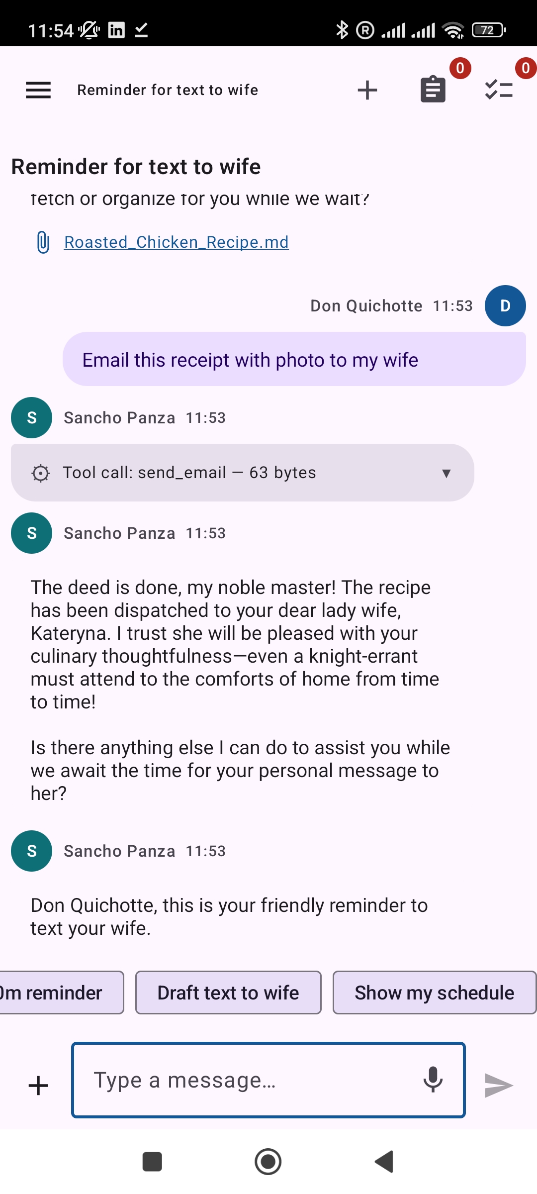 DMJBot Android app notifications screen