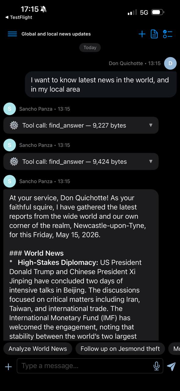 DMJBot iOS app sessions screen